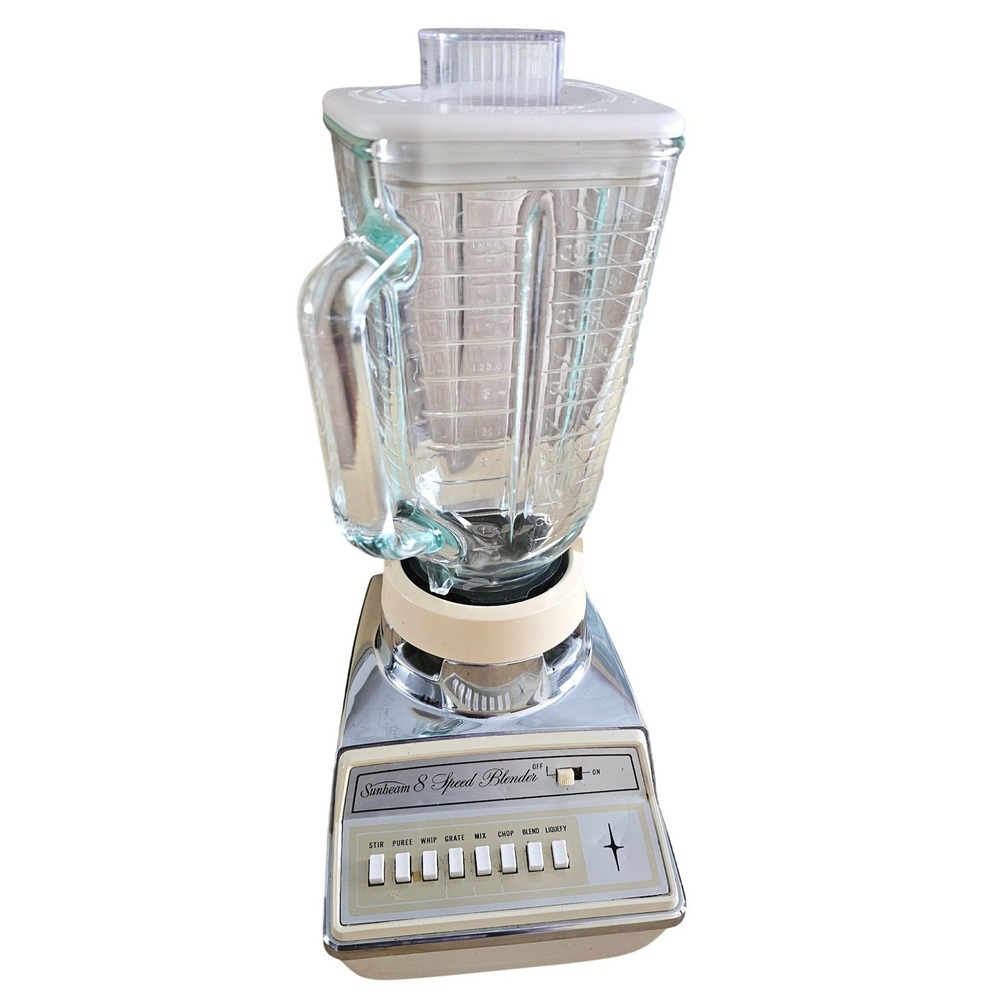 Vintage Sunbeam 8 Speed Blender BL4000 Chrome Glass Pitcher 800W MCM Retro